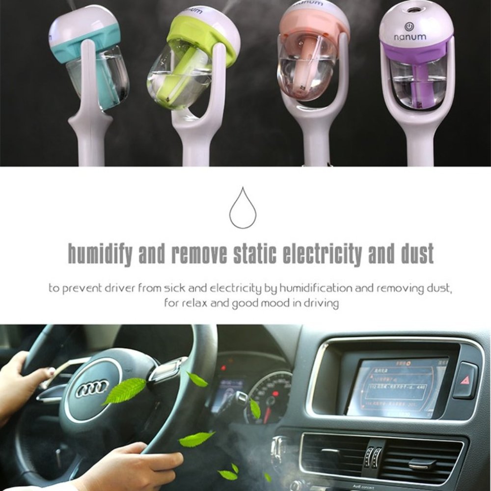 Mini Car Charger Port Air Humidifier Travel Portable Ultrasonic Aroma Mist Humid